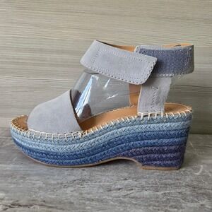 Frye & Co. Amber Blue Ombre Suede Espadrille Wedge Platform Sandals Women Sz 8.5
